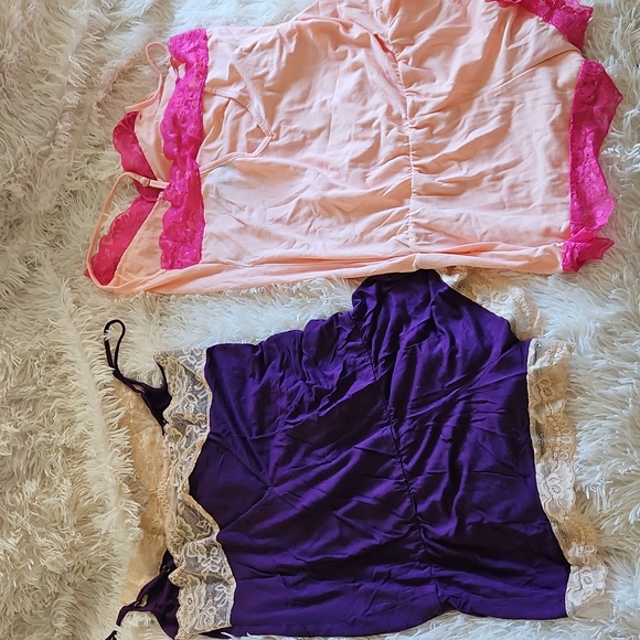 🩷💜FREDERICKS OF HOLLYWOOD LACE SLEEP PAJAMA ROMPER BUNDLE 💜🩷 - Picture 1 of 10